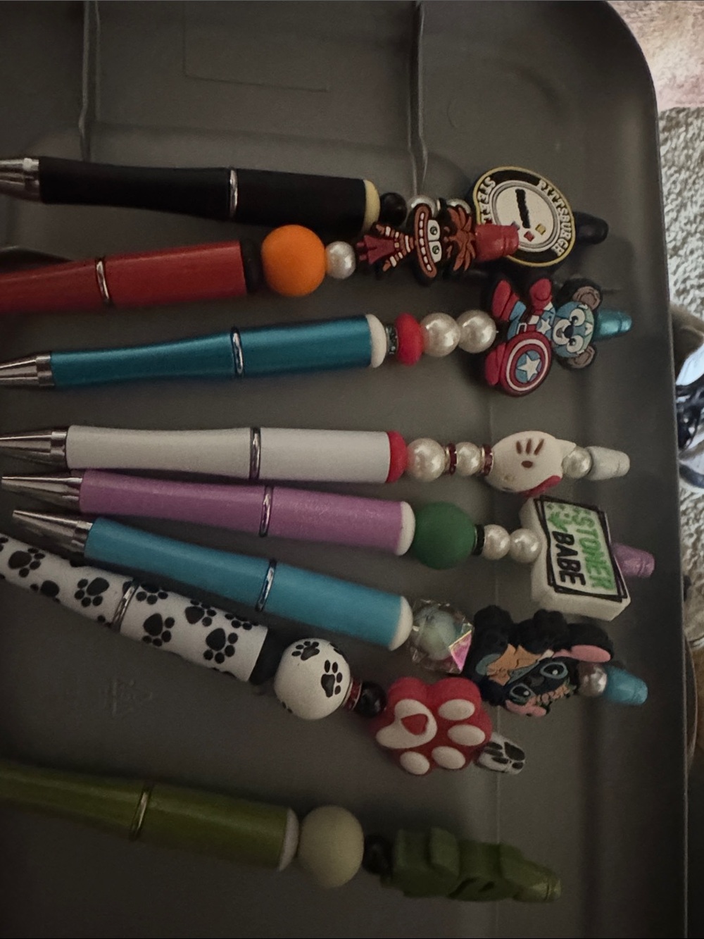 8 Assorted Kids Beaded Character Pens - Multicolor